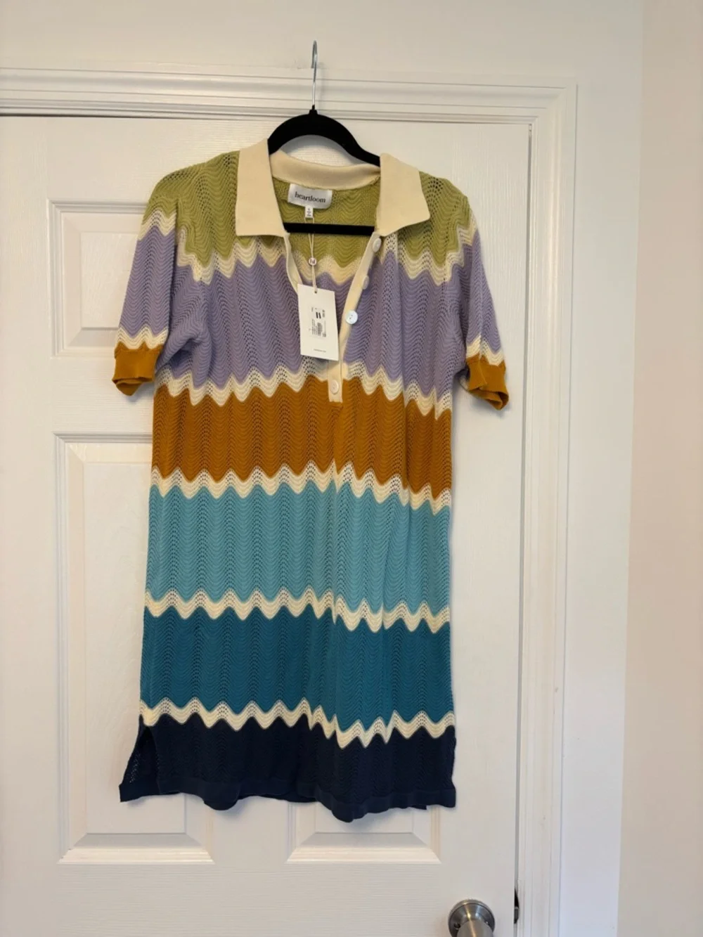 Heartloom Chevron Pointelle Knit Cardigan Sweater Multicolor Size S NWT